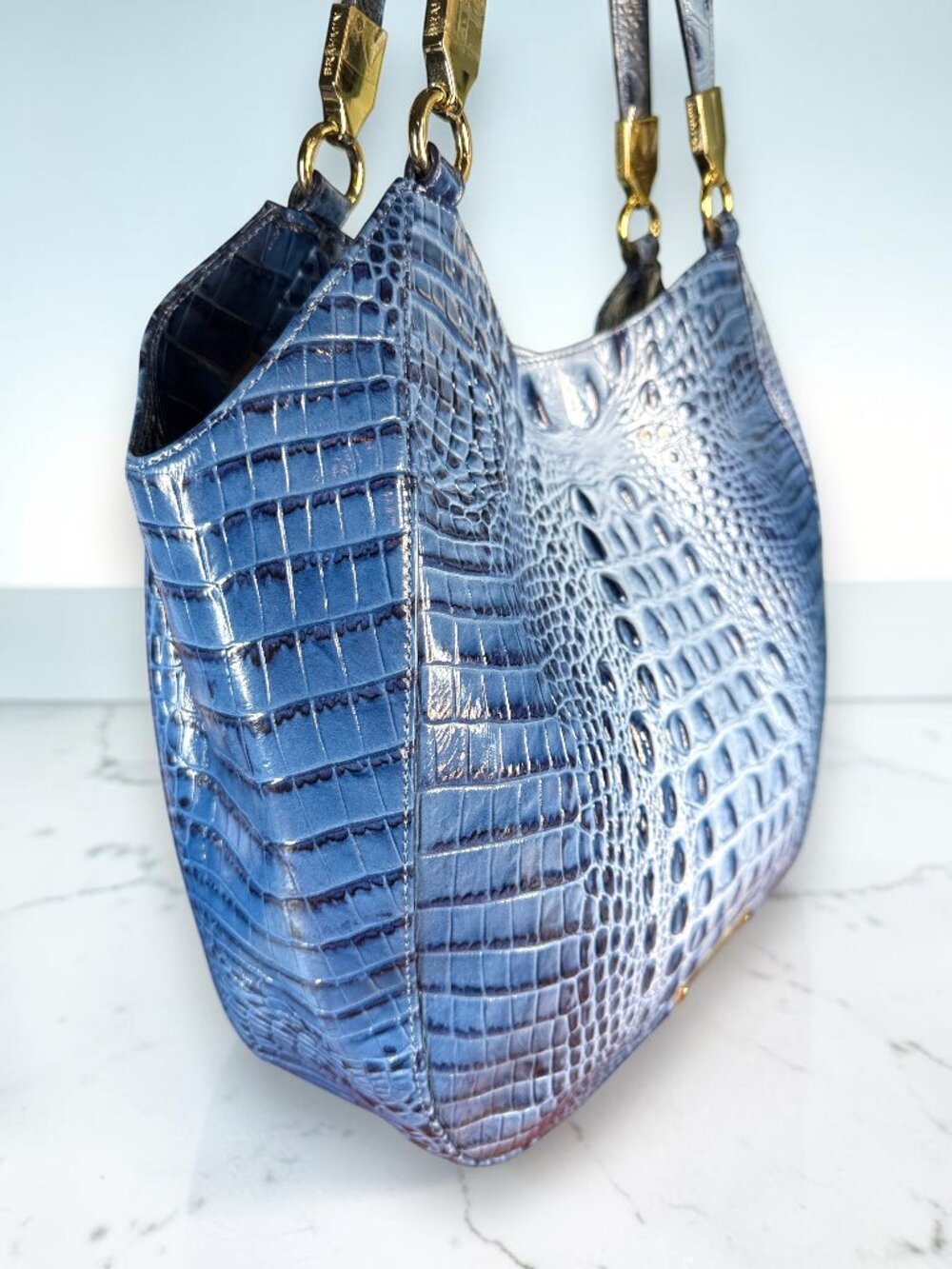 Brahmin Marianna Cerulean Melbourne Leather Shoulder Tote Bag - New Without Tags - Picture 3 of 13